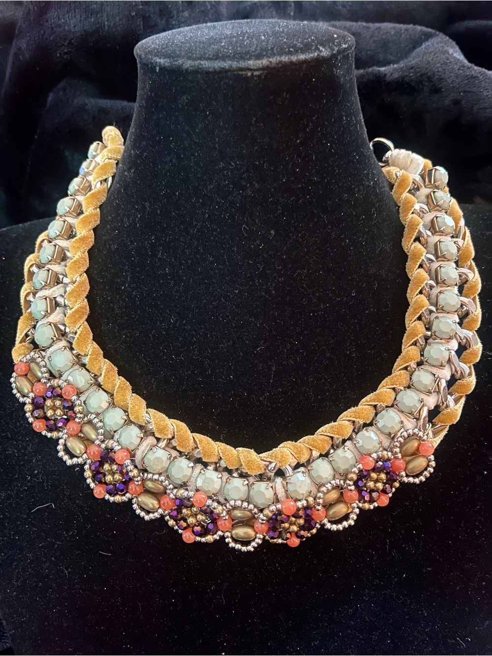 Statement Multicolor Beaded Braided Collar Necklace - Women Jewelry